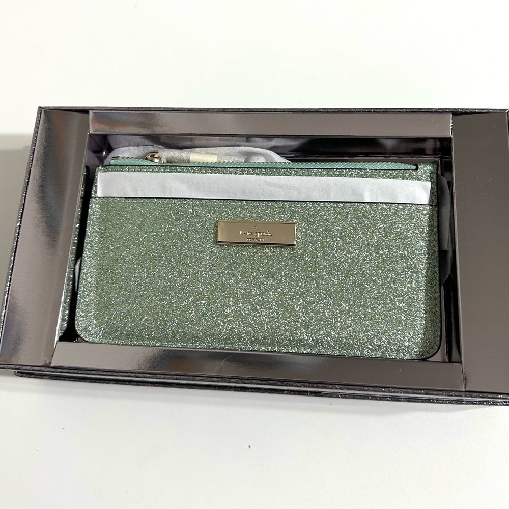NIB Kate Spade‎ Mint Glitter Wristlet